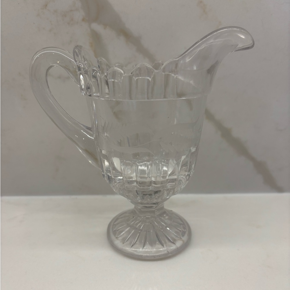 Antique Riverside Glassworks Footed Small Pitcher Early American Pressed Glass